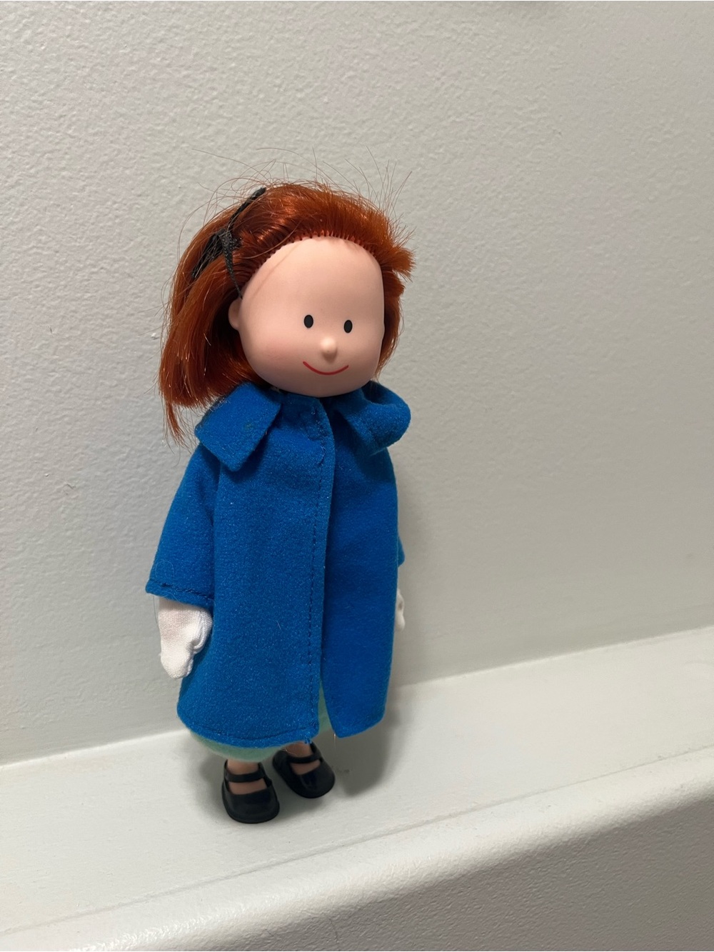 Madeline 8 inch Poseable Doll in Blue Coat wearing pjs vintage 1990s